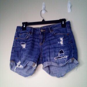 Aeropostale Shorts Women 2 Distressed Torn Denim Blue